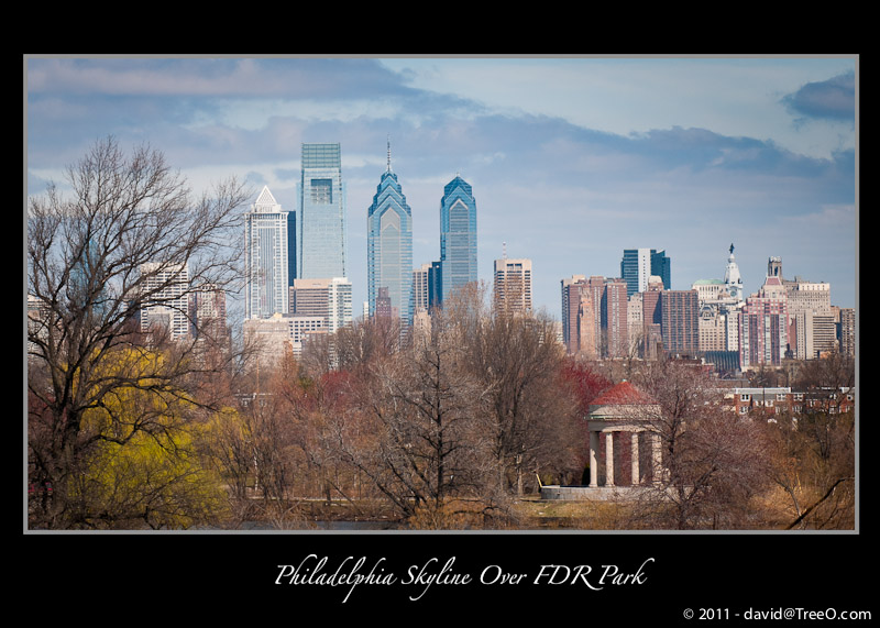 Philadelphia Skyline Over FDR Park - From I-95 South, Philadelphia, Pennsylvania - March 22, 2011