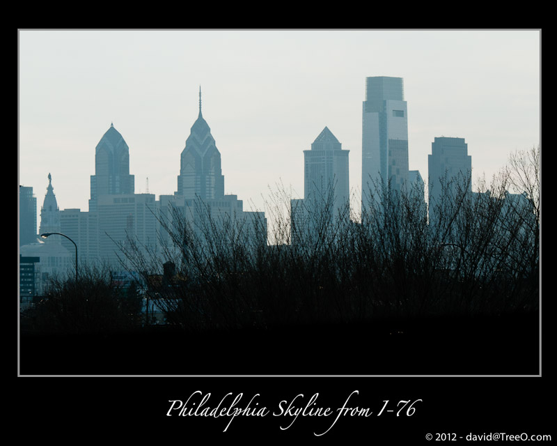 Philadelphia Skyline from I-76 - Philadelphia, Pennsylvania - February 27, 2011