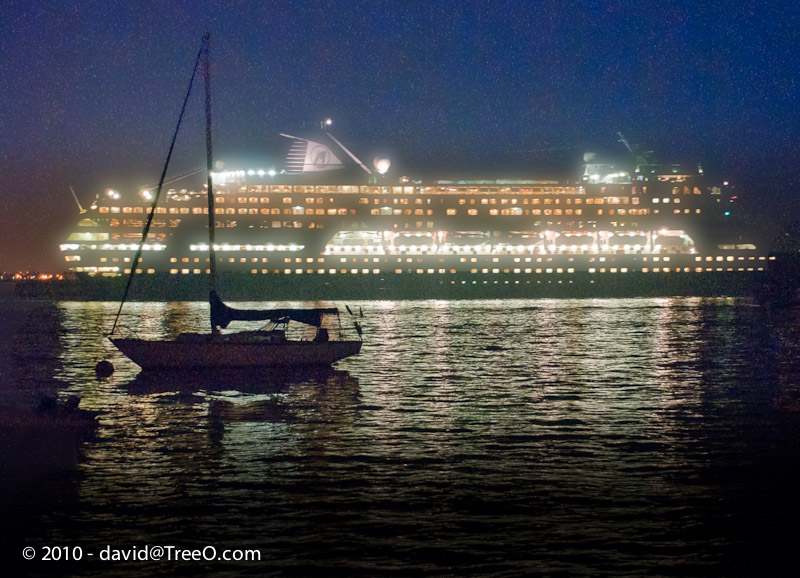 Cruise Ship on San Diego Bay - During the San Diego Boat Parade - December 21, 2008