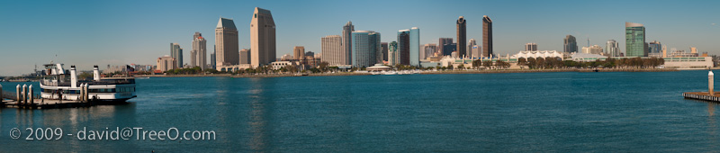San Diego Panoramic San Diego, California from Coronado across San Diego Bay - April 22 of 09