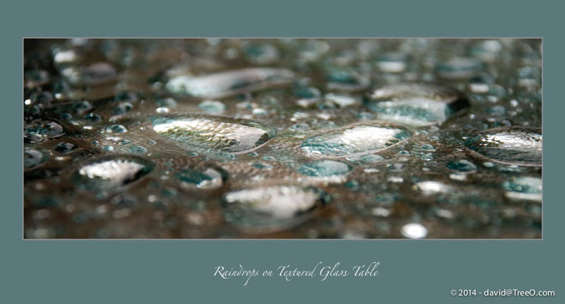 Raindrops on Textured Glass Table