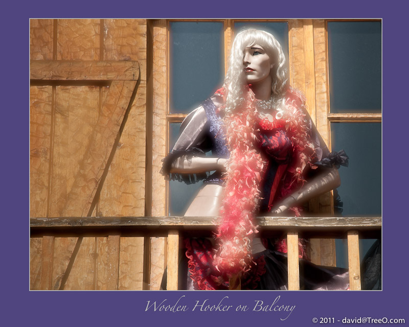 Wooden Hooker on Balcony - Saddle Ranch, Sunset Blvd, Los Angeles , California - April 29, 2009