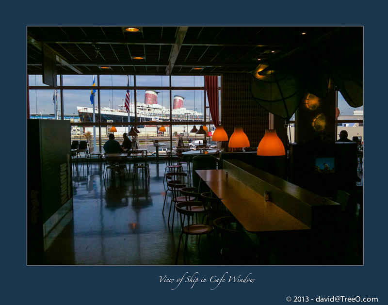 View of Ship in Cafe Window